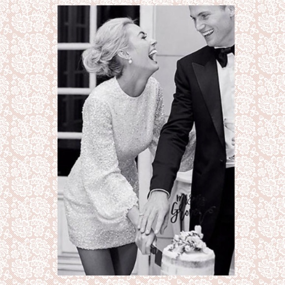 🎉HP🎉 BHLDN Goldie 4 / Sm Ivory Off White Allover Sequins Wedding Mini Dress - Picture 3 of 16